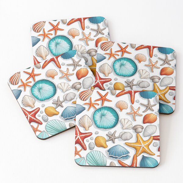 Item preview, Seashore Serendipity: Starfish, Sea Shells, Pearls designed and sold by Pug Life Prints.