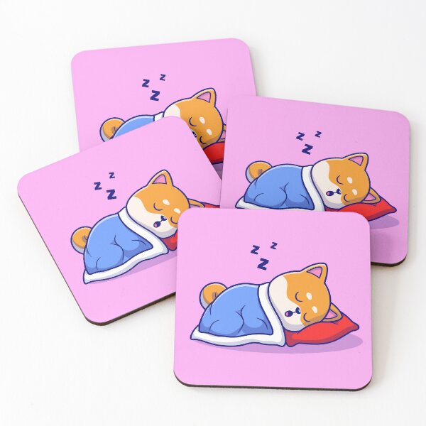 Item preview, Sweet Slumber: Cute Shiba Inu Sleeping with Pillow & Blanket Cartoon Vector Icon designed and sold by hjian8219.