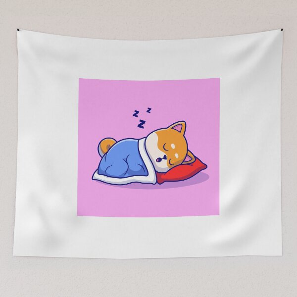 Item preview, Sweet Slumber: Cute Shiba Inu Sleeping with Pillow & Blanket Cartoon Vector Icon designed and sold by hjian8219.