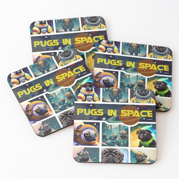 Item preview, Pugs in Space- white border version designed and sold by FivePugs.