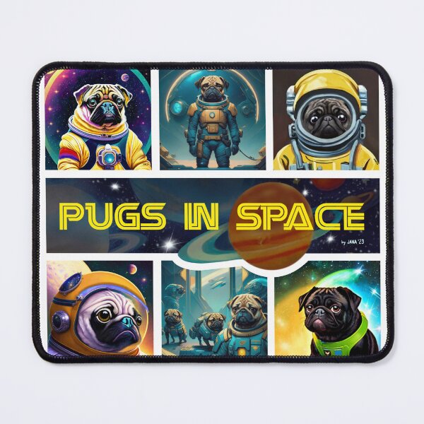 Item preview, Pugs in Space- white border version designed and sold by FivePugs.