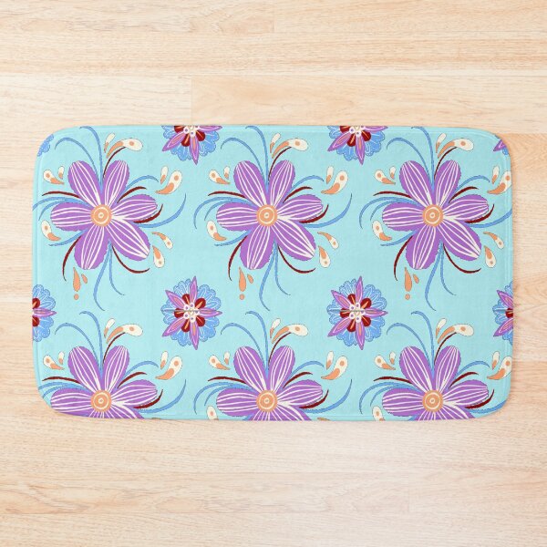 Item preview, Purple Flower Pattern - Light Blue designed and sold by Timeknights.