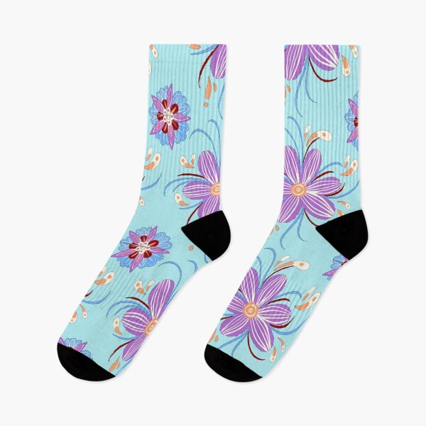 Item preview, Purple Flower Pattern - Light Blue designed and sold by Timeknights.