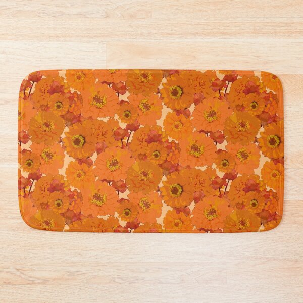 Item preview, Autumn Orange Mums Tossed on Pale Orange Half-Drop Repeat 5748 designed and sold by Art in My Loft.