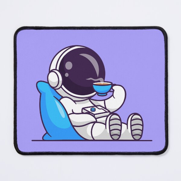 Item preview, Cosmic Comfort: Cute Astronaut on a Pillow with Coffee Cartoon Vector Icon designed and sold by hjian8219.