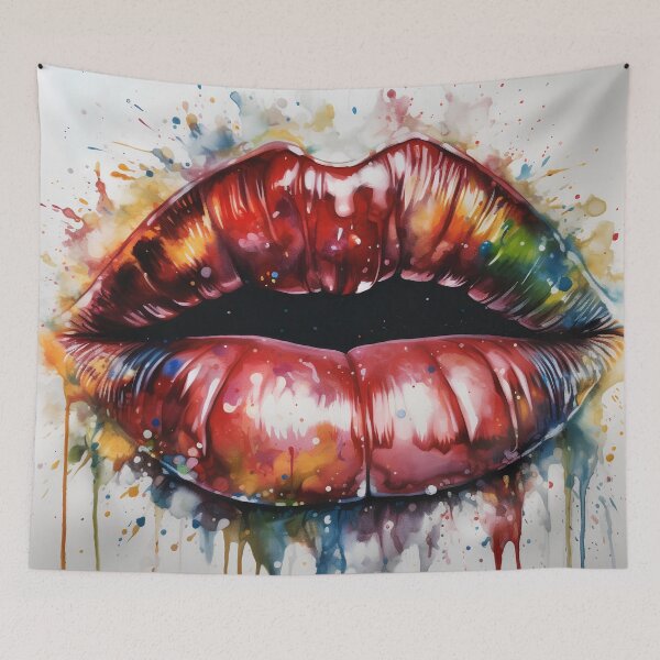 Item preview, Abstract color lips art print designed and sold by dcrc.