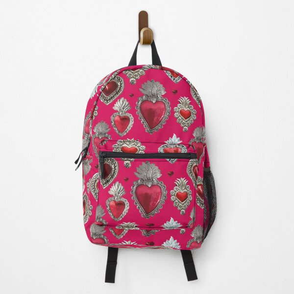 Item preview, Mexican milagrito vibrant red sacred heart silver oaxaca folk art elegant seamless pattern designed and sold by T-Mex.