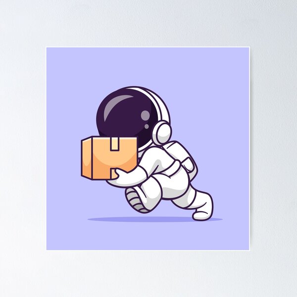 Item preview, Astro Delivery: Cute Astronaut with Delivery Package Cartoon Vector Icon designed and sold by hjian8219.