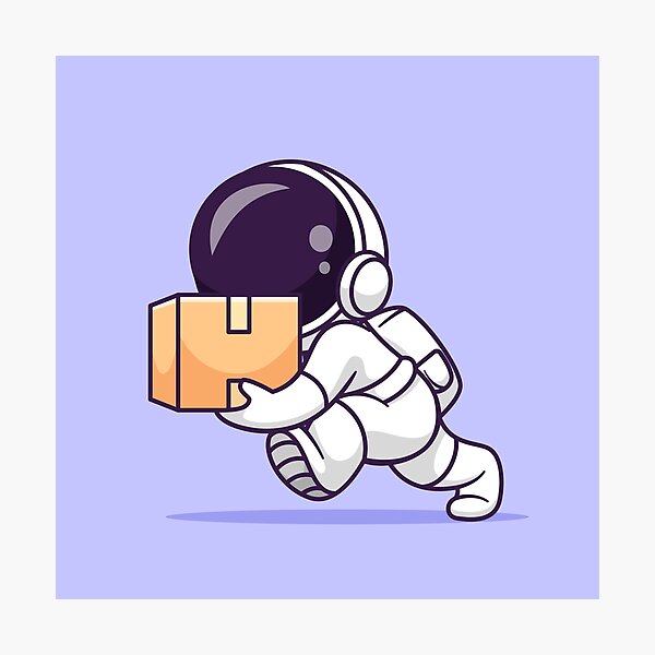 Item preview, Astro Delivery: Cute Astronaut with Delivery Package Cartoon Vector Icon designed and sold by hjian8219.