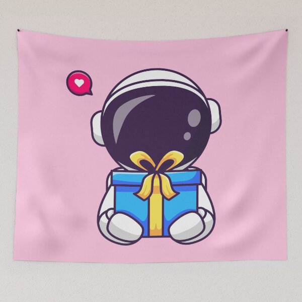 Item preview, Astro Giftbearer: Cute Astronaut with Gift Box Cartoon Vector Icon designed and sold by hjian8219.