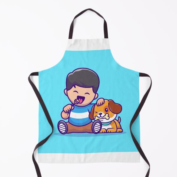 Item preview, Sweet Bonds: Cute Boy with Lollipop and Dog with Bone Cartoon Vector Illustration designed and sold by hjian8219.