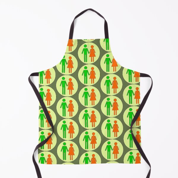 Item preview, Man and Woman, Green and Orange Stencils, on Light Lemon Circle with Black Trim designed and sold by AASparksDesigns.