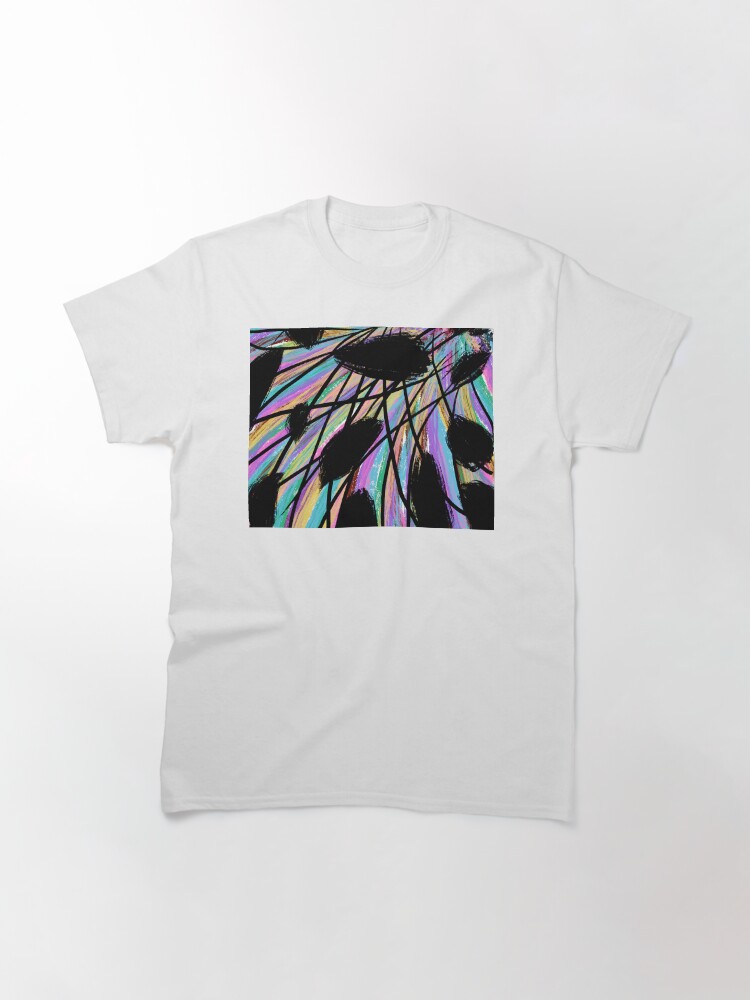 Thumbnail 3 of 7, Classic T-Shirt, Feathered Pastels and Black Abstract Painting designed and sold by OneDayArt.