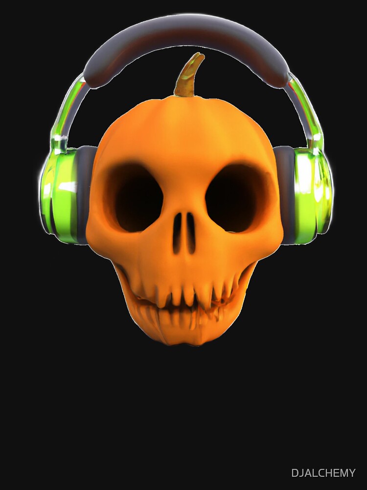 Thumbnail 7 of 7, Classic T-Shirt, DJ Alien Pumpkin Skull designed and sold by DJALCHEMY.