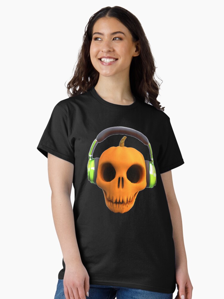 Thumbnail 1 of 7, Classic T-Shirt, DJ Alien Pumpkin Skull designed and sold by DJALCHEMY.