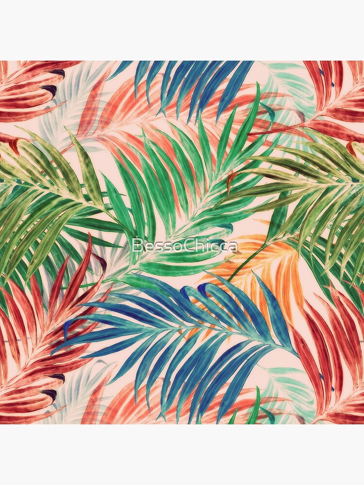 Aperçu 4 sur 4. Coussin avec l'œuvre Feuilles de palmier en couleur créée et vendue par BessoChicca.