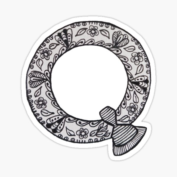 Item preview, Letter Q Alphabet Zentangle Ruby & B&W designed and sold by kreative-kay.
