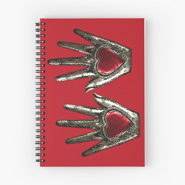 Item preview, Mexican folk art tin hands red sacred hearts tin work oaxaca milagrito boho chic decoration designed and sold by T-Mex.