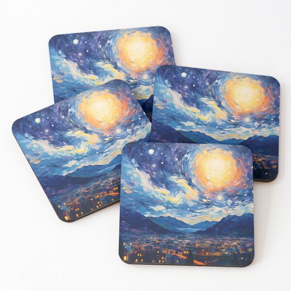 Item preview, Serenidad iluminada por la luna: Paisaje nocturno postimpresionista, pintura de lienzo designed and sold by aiartbay.