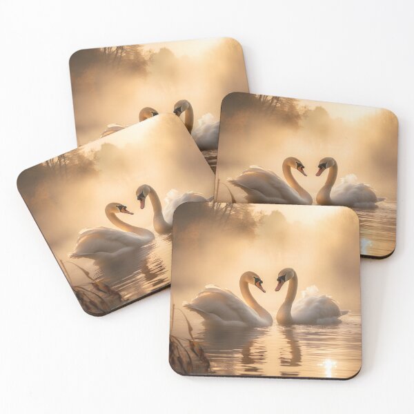 Item preview, 2 swans of misty lake, National Geographic photography, canvas printf designed and sold by aiartbay.