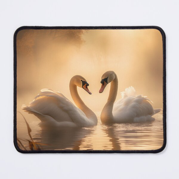 Item preview, 2 swans of misty lake, National Geographic photography, canvas printf designed and sold by aiartbay.