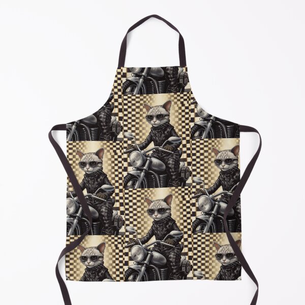 Item preview, A Cat riding a Grey Motorcycle on a checked background designed and sold by TheTrendsDesk.