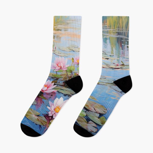 Item preview, lilies in a pond, oil on canvas impressionism, canvas prints designed and sold by aiartbay.
