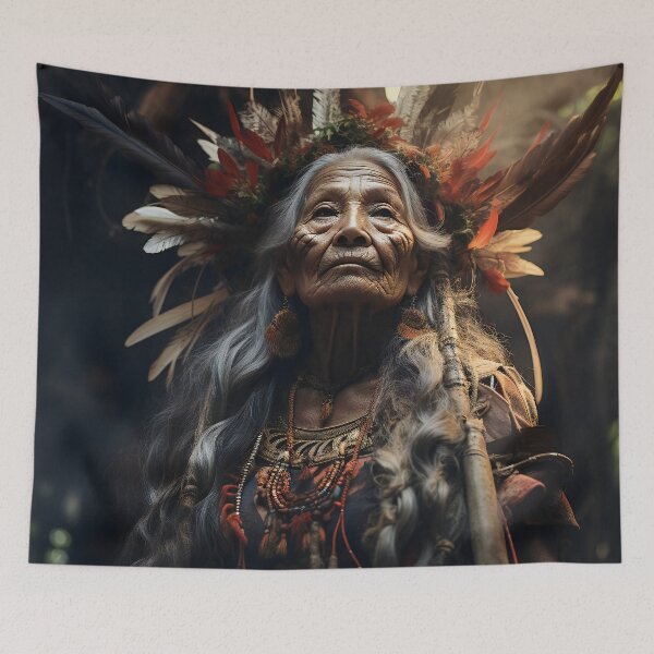 Item preview, Old Shaman Lady 2 designed and sold by Red Witch Art.