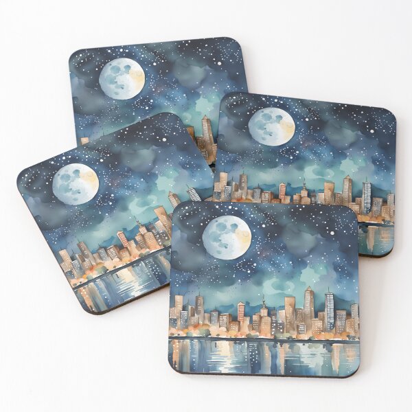 Item preview, Watercolor Cityscape at Night designed and sold by dreamscrape.