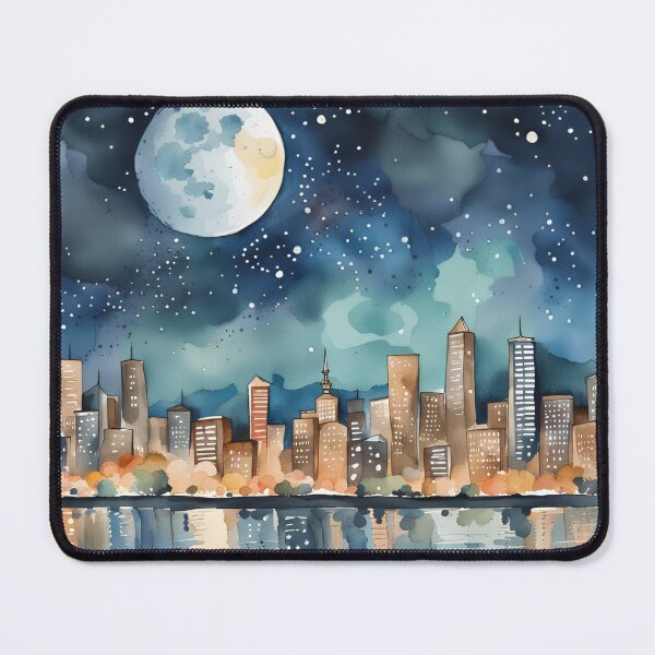 Item preview, Watercolor Cityscape at Night designed and sold by dreamscrape.