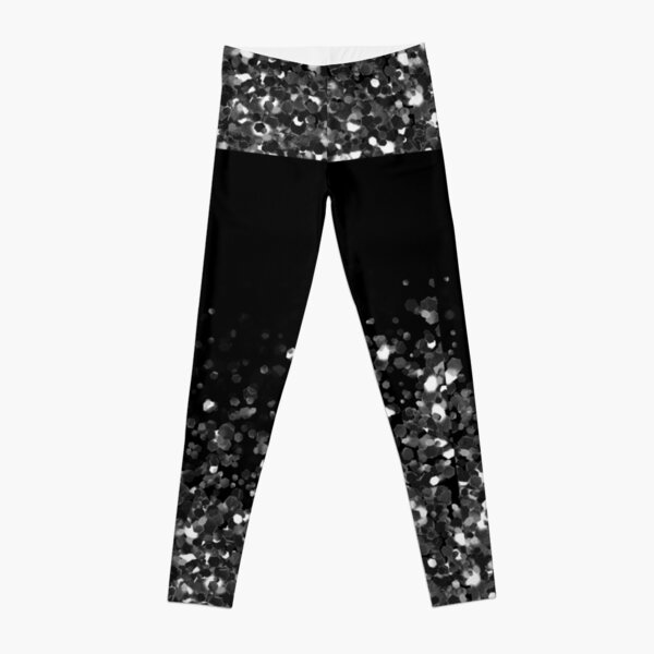 Sparkle Leggings - Black Leggings With Confetti Silver Print