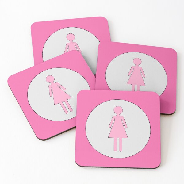 Item preview, Woman, Pastel Pink Stencil Woman, on Light Grey Circle with Black Trim designed and sold by AASparksDesigns.