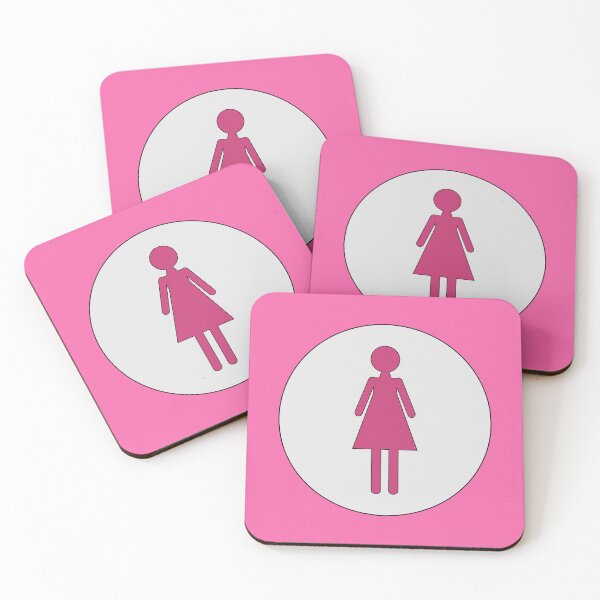 Item preview, Woman, Deep Pink Stencil Woman, on Light Grey Circle with Black Trim designed and sold by AASparksDesigns.