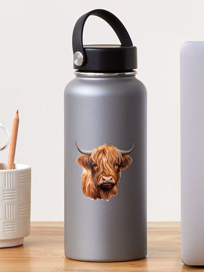 Thumbnail 1 of 3, Sticker, Highland Cow designed and sold by WatercolorSun.