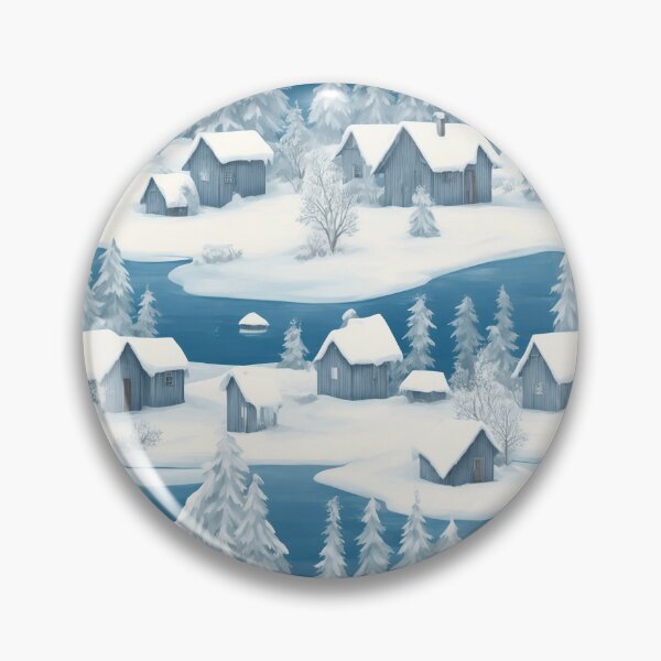 Item preview, Snowy landscape, ice fishing huts designed and sold by CoolPixels.