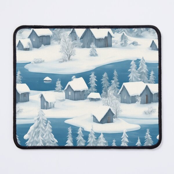 Item preview, Snowy landscape, ice fishing huts designed and sold by CoolPixels.