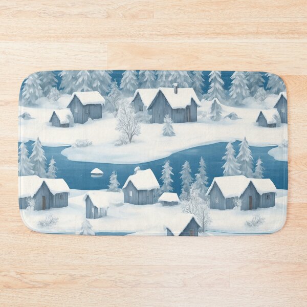 Item preview, Snowy landscape, ice fishing huts designed and sold by CoolPixels.