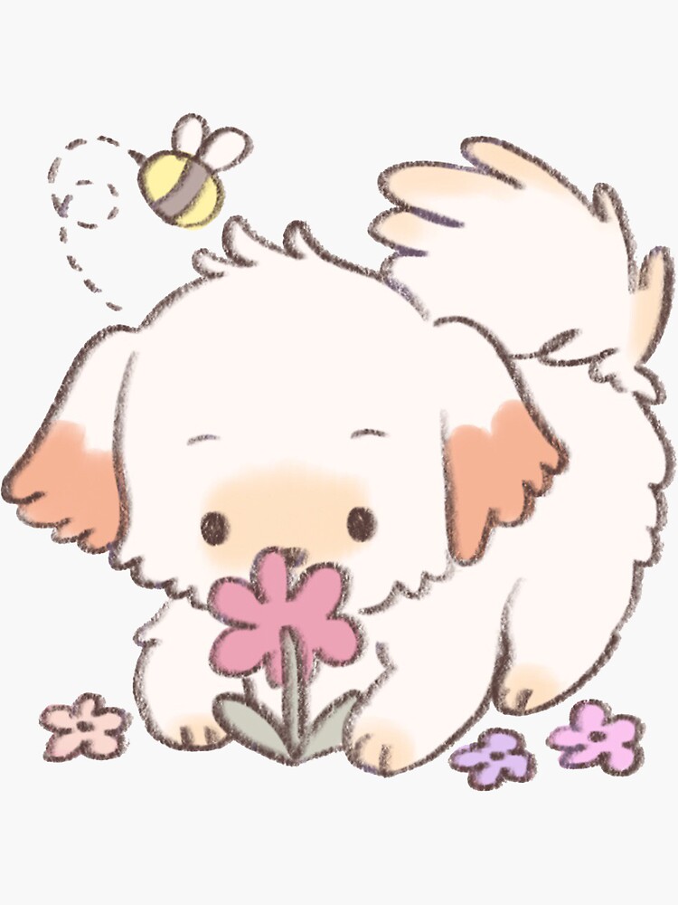 Thumbnail 3 of 3, Sticker, spring puppy designed and sold by cindylatte.