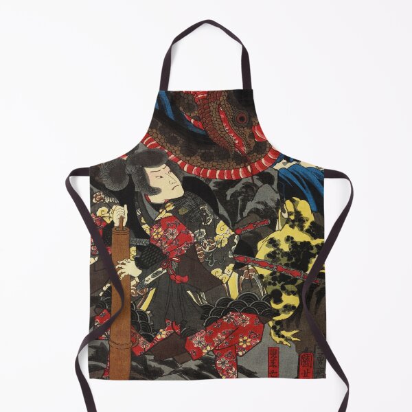 Item preview, Samurai Fighting Python - Vintage Japanese Ukiyoe Woodblock designed and sold by VintageSpaceArt.