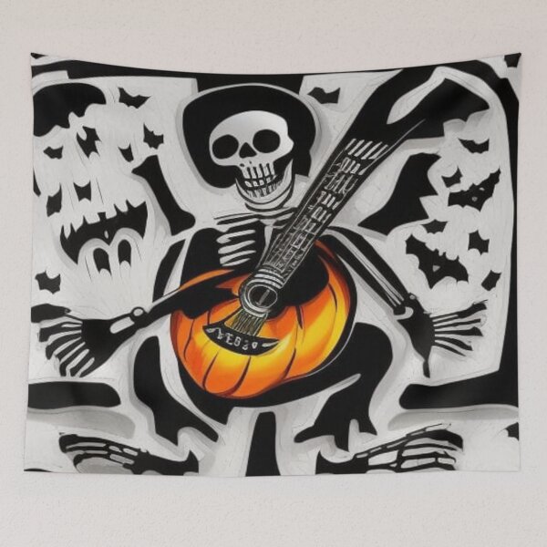 Item preview, Halloween with Skeleton and Pumpkin Guitar designed and sold by JackFreestone.