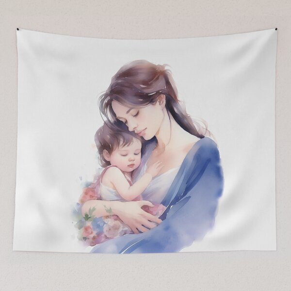 Item preview, Breastfeeding mother, Breastfeeding Baby and mom closing eyes, watercolor Poster designed and sold by SweetEvolution.