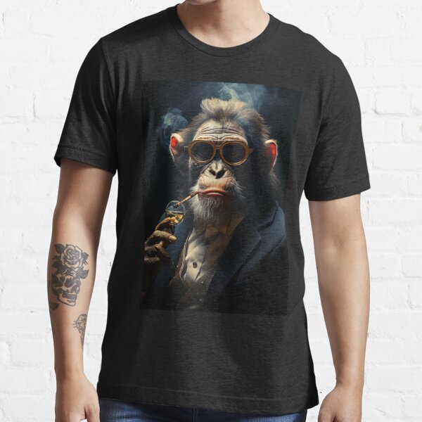 Wellcoda Monkey Mafia Smoke Mens T-Shirt, Ape Graphic Printed Tee 