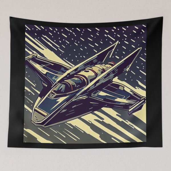 Item preview, SF - Anime Starfighter Woodcut 4 designed and sold by CrankyOldDude.