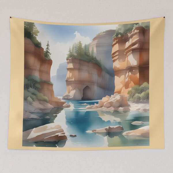 Item preview, Cliffs with river designed and sold by CraftyUniverse.
