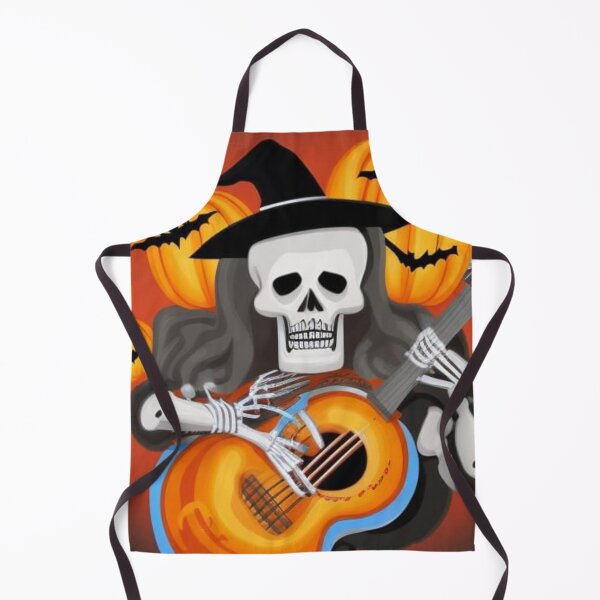 Item preview, Halloween skeleton witch playing guitar with bats designed and sold by JackFreestone.