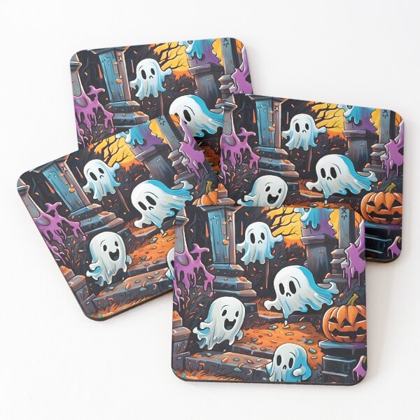 Item preview, Cute Halloween ghosts at the cemetery  designed and sold by HofTao.