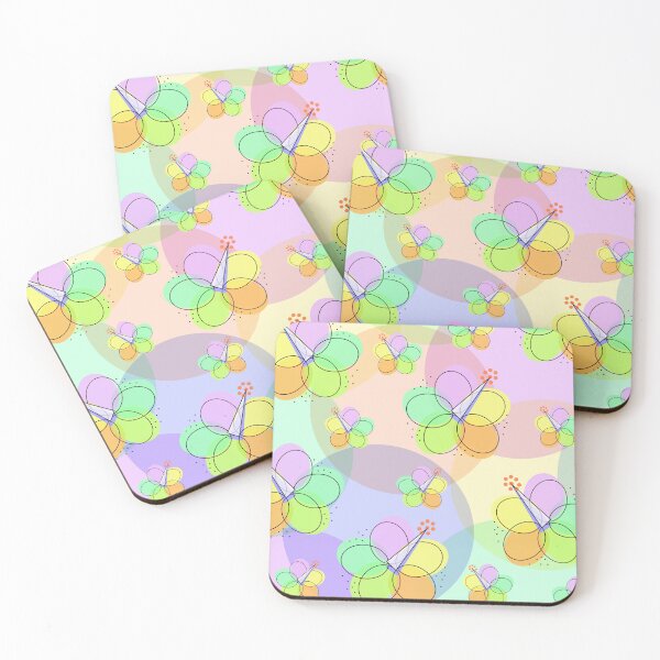 Item preview, Hibiscus on Multicolor Pastel Background designed and sold by SideDishDesign.
