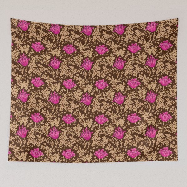 Item preview, William Morris Anemone, Brown and Fuchsia Pink designed and sold by Marymarice.