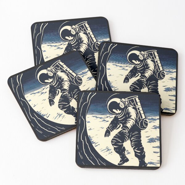 Item preview, SF - Astronaut on Spacewalk Woodcut 3 designed and sold by CrankyOldDude.