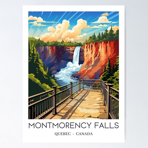 Aperçu de l'œuvre Une impression de voyage Pop Art du parc de la Chute Montmorency - Québec - Canada créée et vendue par StudioRedKoala.